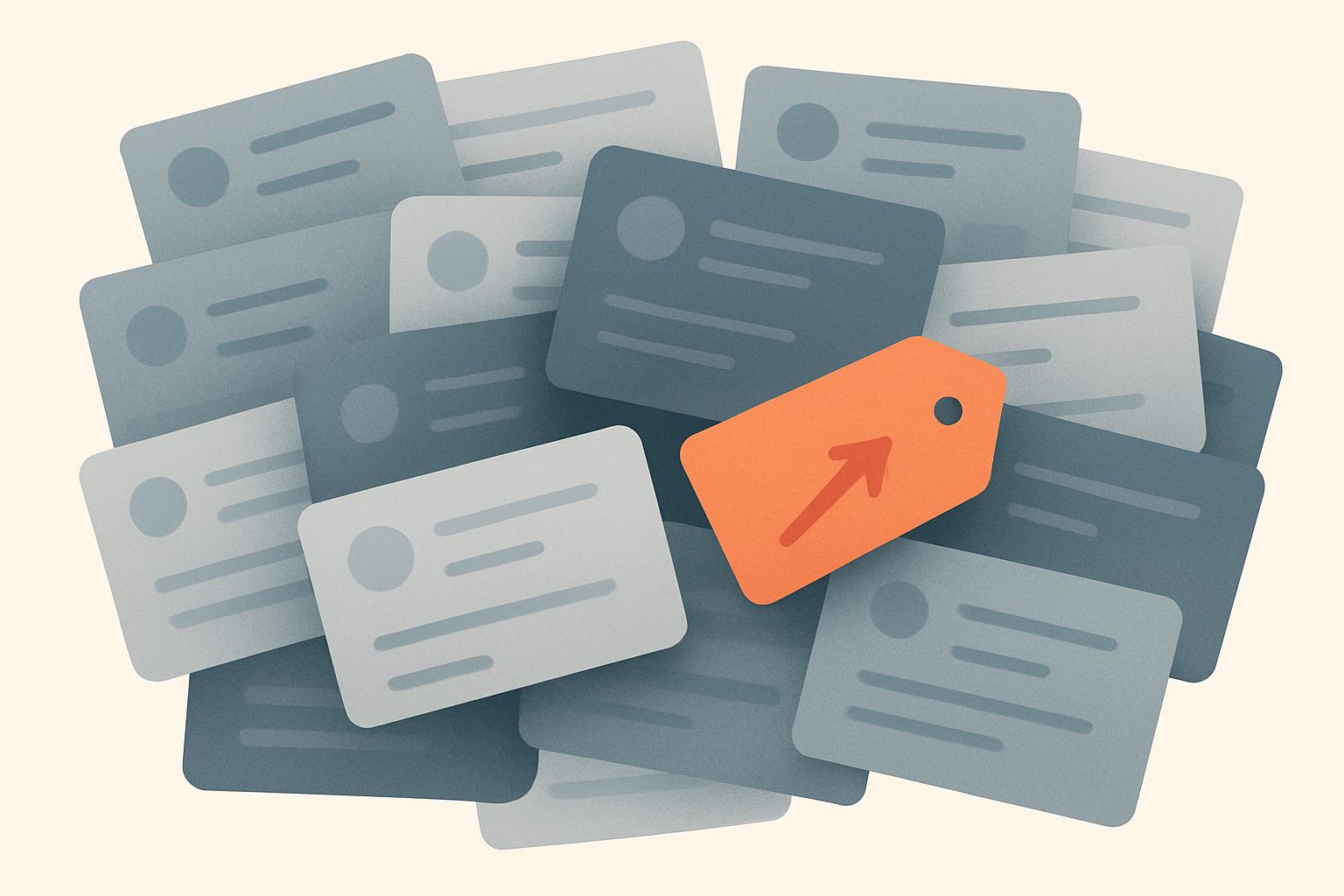 A cluttered inbox with one subject line buried and a rising price tag
