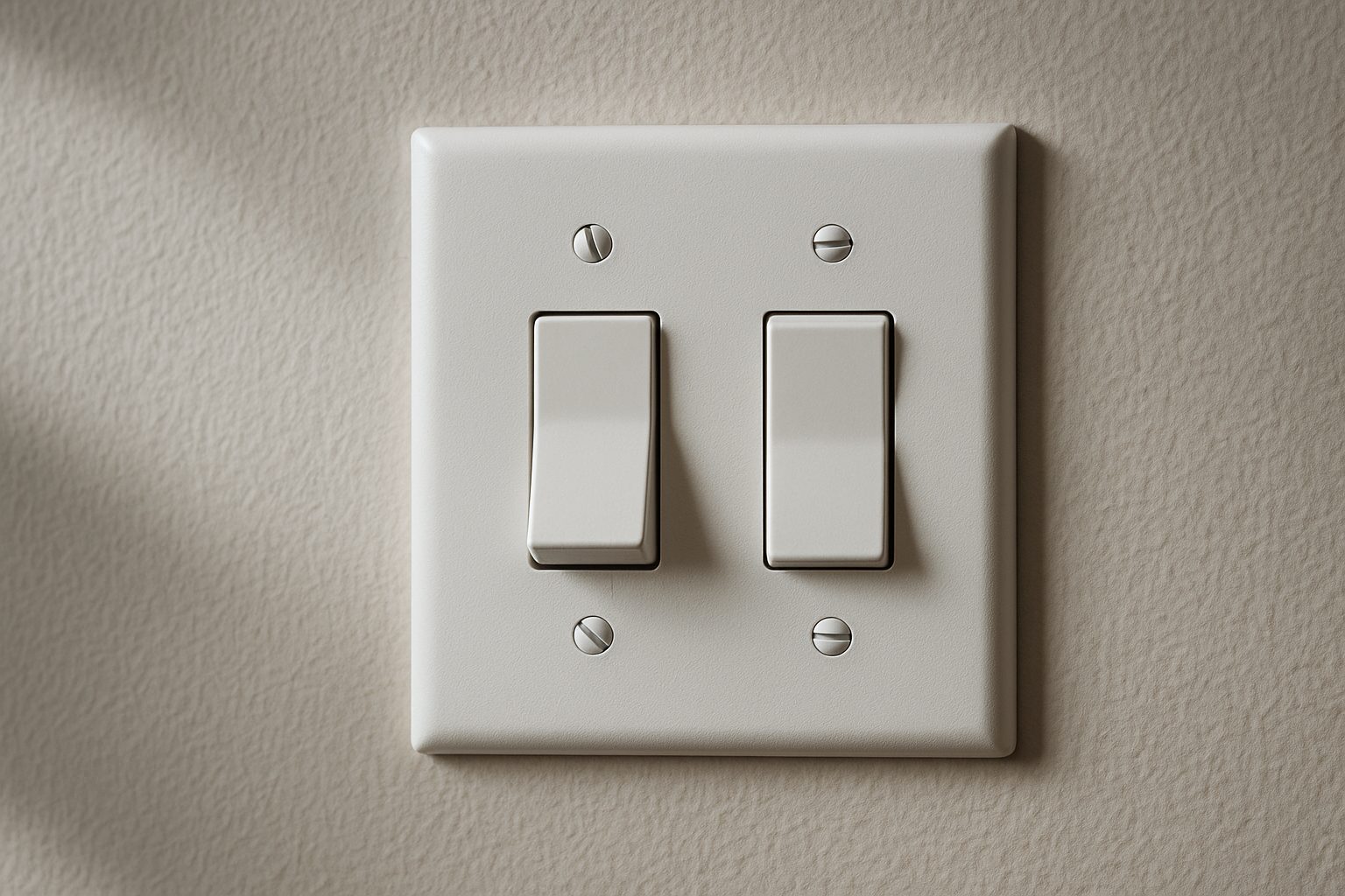A single switch with two independent levers, only one of them flipped off